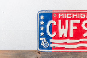 Michigan 1976 License Plate Vintage USA Bicentennial Red White Blue Decor CWF976 - Eagle's Eye Finds