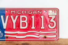 Load image into Gallery viewer, Michigan 1976 License Plate Vintage USA Bicentennial Red White Blue Decor - Eagle&#39;s Eye Finds
