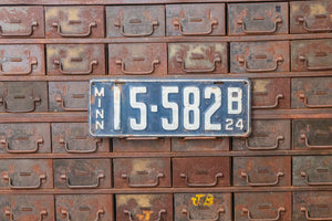 Minnesota 1924 License Plate Vintage Blue White Wall Decor - Eagle's Eye Finds