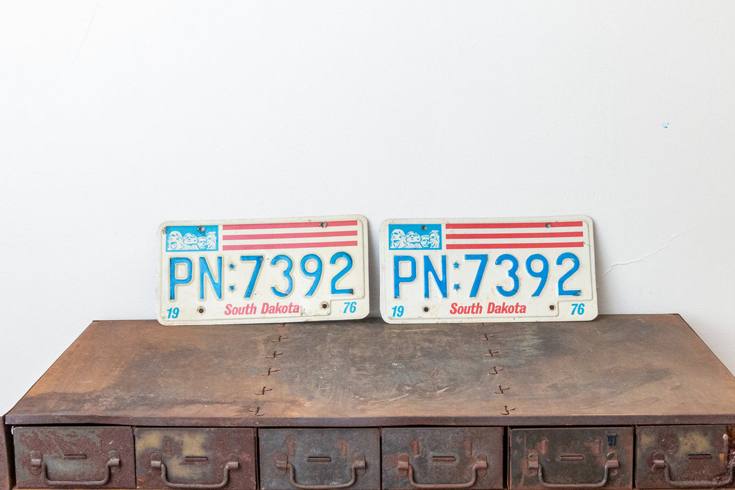 South Dakota 1976 License Plate Pair Vintage Bicentennial Collectibles - Eagle's Eye Finds