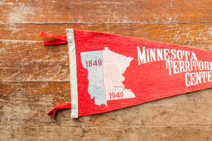 Minnesota Territorial Centennial Red Felt Pennant Vintage Wall Decor