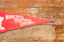Load image into Gallery viewer, Minnesota Territorial Centennial Red Felt Pennant Vintage Wall Decor
