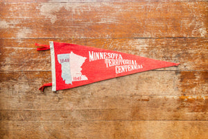 Minnesota Territorial Centennial Red Felt Pennant Vintage Wall Decor