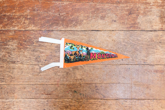 Montana Orange Wildlife Felt Pennant Vintage Decor - Eagle's Eye Finds