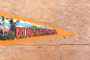 Montana Orange Wildlife Felt Pennant Vintage Decor - Eagle's Eye Finds