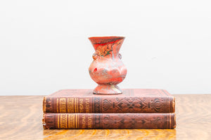 Red Morton End Of Day Pottery Swirl Paint Ceramic Vase
