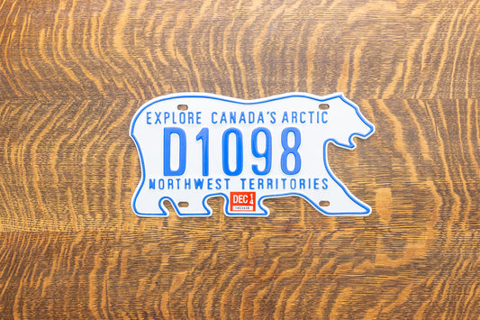 Northwest Territories Bear License Plate Polar Bear NWT Canada Vintage Holiday Wall Decor