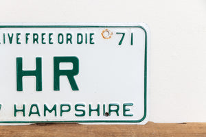 HR Initials New Hampshire 1971 Vanity License Plate Vintage NH - Eagle's Eye Finds