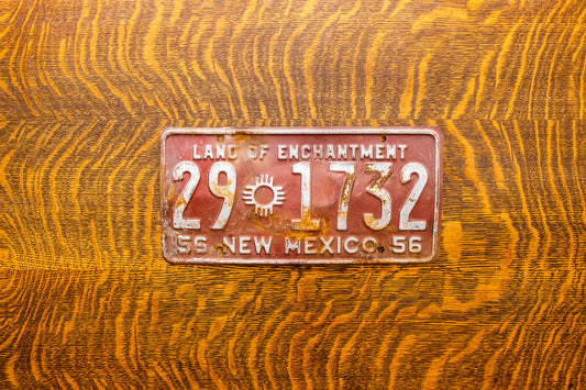 New Mexico 1956 License Plate Vintage Red Wall Hanging Decor