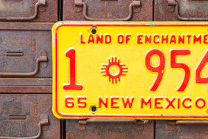 New Mexico 1965 License Plate Vintage Yellow Wall Hanging Decor - Eagle's Eye Finds