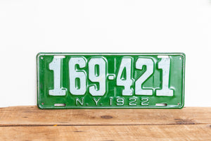 New York 1922 Vintage License Plate Green Wall Decor - Eagle's Eye Finds
