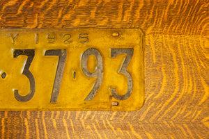 New York 1925 Vintage License Plate Yellow Wall Decor