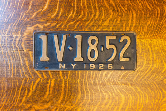 New York 1926 Vintage License Plate Black Wall Decor