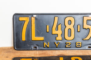 New York 1928 License Plate Pair Vintage YOM Car Decor - Eagle's Eye Finds