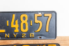 Load image into Gallery viewer, New York 1928 License Plate Pair Vintage YOM Car Decor - Eagle&#39;s Eye Finds
