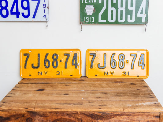 1931 New York License Plate Pair Vintage NOS YOM Car Decor - Eagle's Eye Finds
