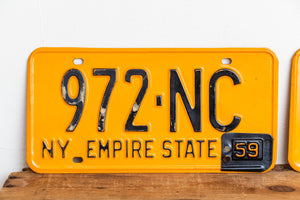 1958 1959 New York License Plate Pair Vintage NOS YOM Car Decor - Eagle's Eye Finds