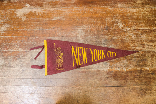 New York City Felt Pennant Vintage Maroon Wall Hanging Decor