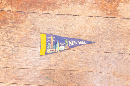 New York City Small Blue Felt Pennant Vintage NYC Wall Decor - Eagle's Eye Finds