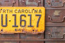 Load image into Gallery viewer, North Carolina 1964 License Plate Vintage Yellow Wall Hanging Decor - Eagle&#39;s Eye Finds
