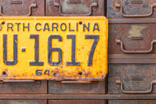 Load image into Gallery viewer, North Carolina 1964 License Plate Vintage Yellow Wall Hanging Decor - Eagle&#39;s Eye Finds

