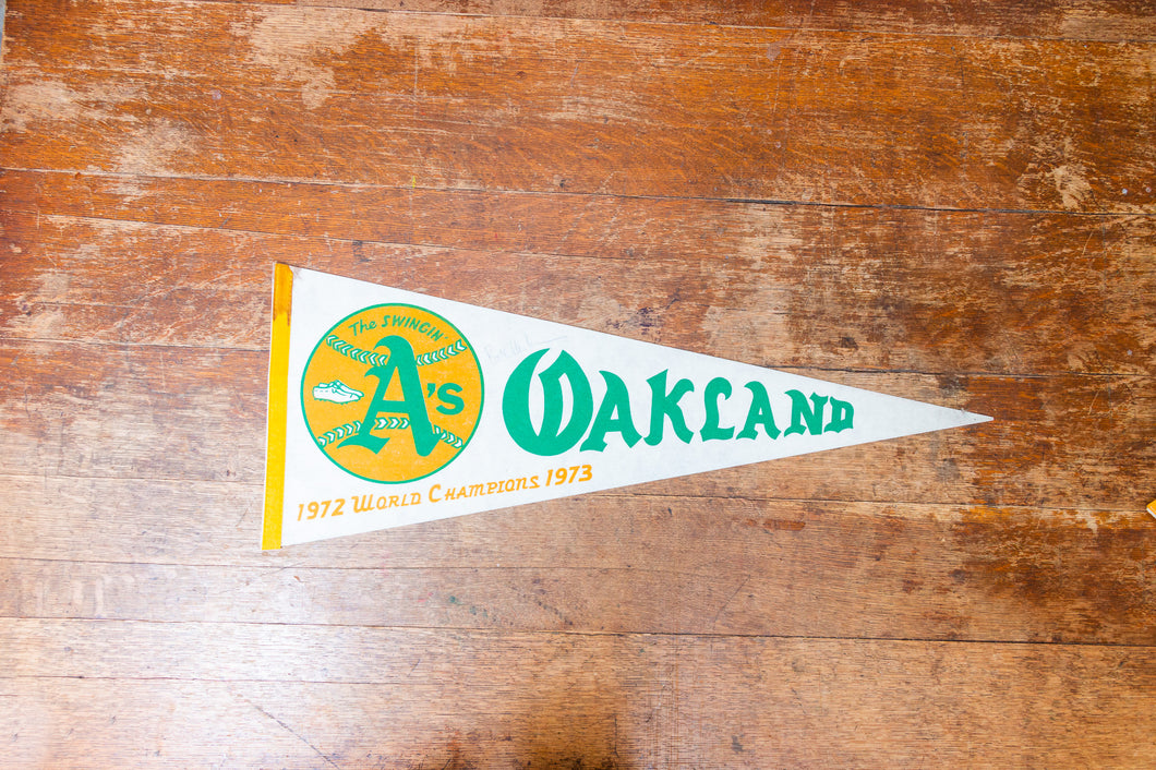 Oakland A's 1972 1973 World Series Champs Baseball Pennant MLB Felt Sports Decor