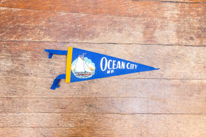 Ocean City Maryland Felt Pennant Vintage Blue Nautical Wall Decor - Eagle's Eye Finds