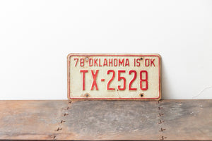 Oklahoma 1978 License Plate Vintage White Wall Decor - Eagle's Eye Finds