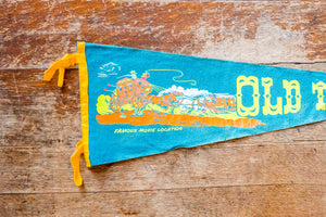 Old Tucson Arizona Felt Pennant Vintage Teal Blue AZ Wall Decor