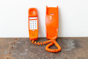 Orange Wall Phone Vintage ITT Bright Colored Retro Wall Decor - Eagle's Eye Finds