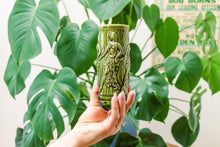 Load image into Gallery viewer, Orchids of Hawaii Hula Dancer Tiki Mug Vintage Green Kitschy Decor
