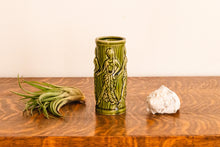 Load image into Gallery viewer, Orchids of Hawaii Hula Dancer Tiki Mug Vintage Green Kitschy Decor
