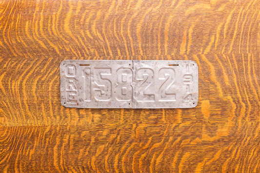 1914 Oregon License Plate Vintage Gray Wall Decor 15822