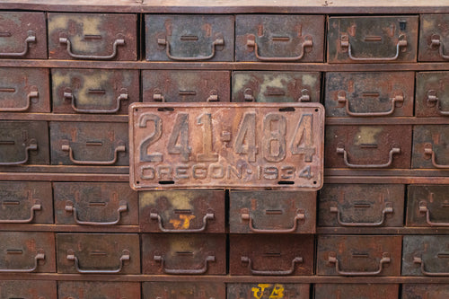 Oregon 1934 Rusty License Plate Vintage Brown Wall Hanging Decor 241-484 - Eagle's Eye Finds