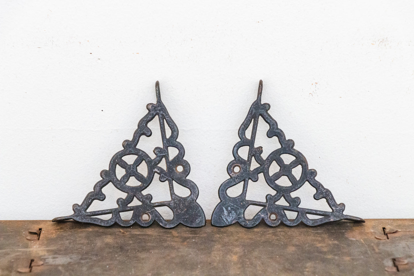 Small Ornate Metal Brackets Vintage Shelf Decor