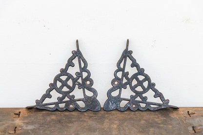 Small Ornate Metal Brackets Vintage Shelf Decor
