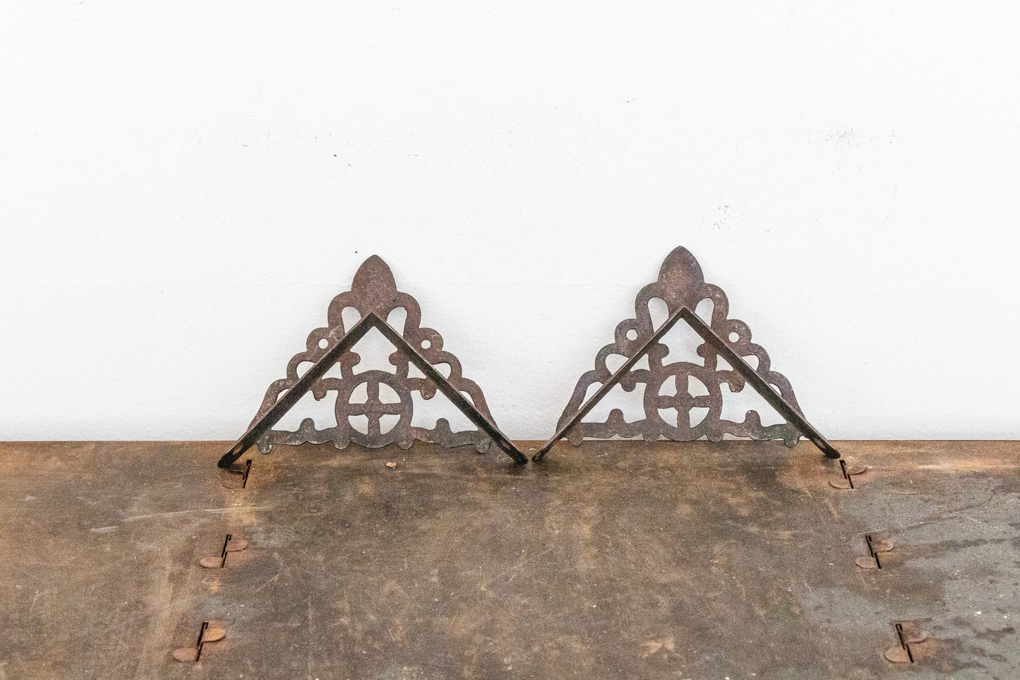 Small Ornate Metal Brackets Vintage Shelf Decor