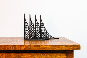 Ornate Metal Brackets Vintage Shelf Decor