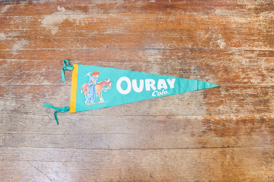 Ouray Colorado Felt Pennant Vintage Green MCM Wall Decor