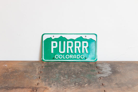 PURR 1980 Colorado Vanity License Plate Vintage CO Cat Lover
