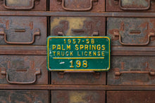 Load image into Gallery viewer, Palm Springs California 1957 Truck License Plate Tag Vintage Green Wall Hanging Decor - Eagle&#39;s Eye Finds
