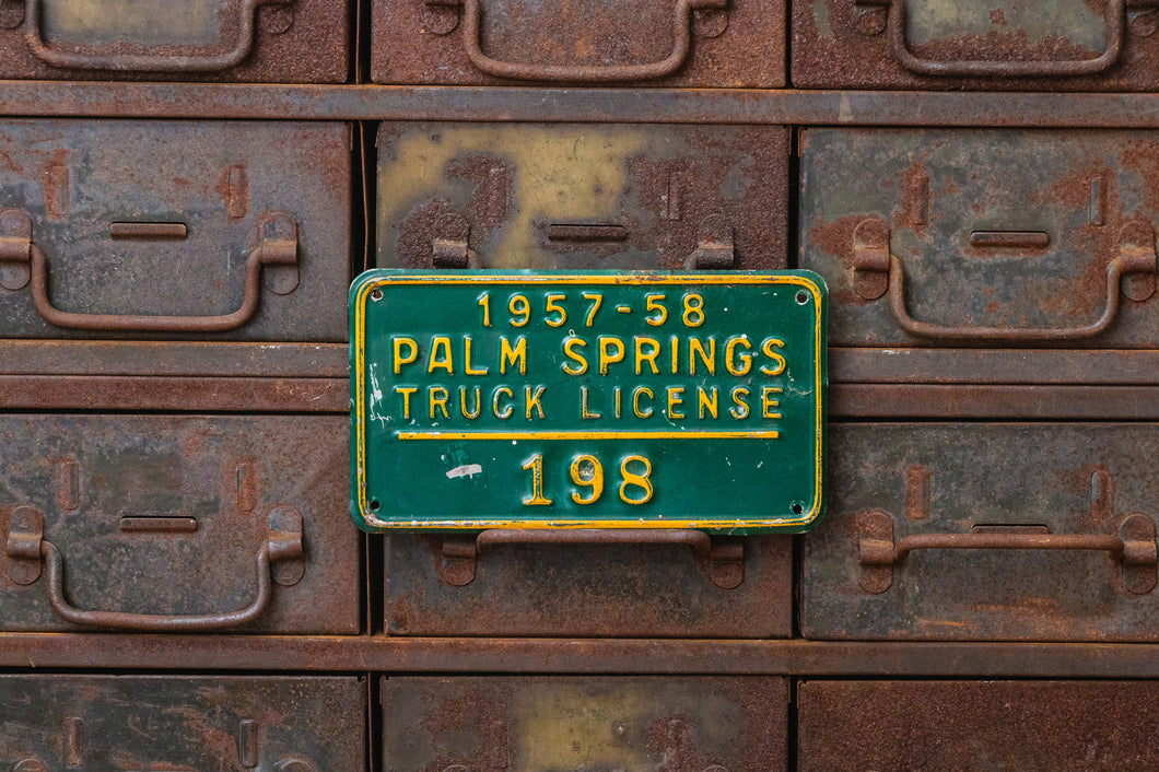 Palm Springs California 1957 Truck License Plate Tag Vintage Green Wall Hanging Decor - Eagle's Eye Finds