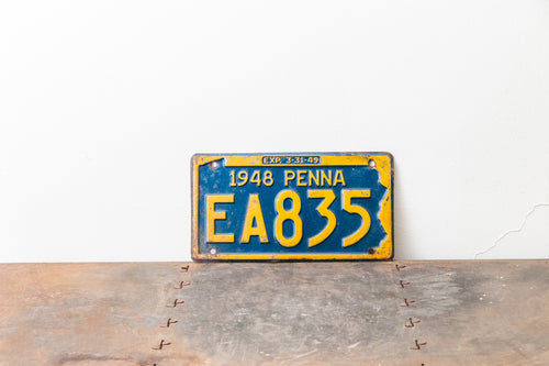Pennsylvania 1948 License Plate Vintage State Shaped Wall Decor EA835 - Eagle's Eye Finds