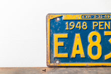 Load image into Gallery viewer, Pennsylvania 1948 License Plate Vintage State Shaped Wall Decor EA835 - Eagle&#39;s Eye Finds
