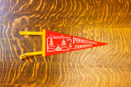 Pennsylvania Turnpike Red Felt Pennant Vintage Penna PA Wall Decor