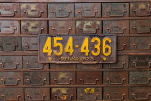 Load image into Gallery viewer, Pennsylvania 1923 License Plate Vintage Black and Yellow Wall Decor - Eagle&#39;s Eye Finds
