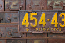 Load image into Gallery viewer, Pennsylvania 1923 License Plate Vintage Black and Yellow Wall Decor - Eagle&#39;s Eye Finds
