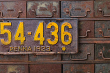Load image into Gallery viewer, Pennsylvania 1923 License Plate Vintage Black and Yellow Wall Decor - Eagle&#39;s Eye Finds
