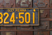 Load image into Gallery viewer, Pennsylvania 1927 License Plate Vintage Black and Yellow Wall Decor - Eagle&#39;s Eye Finds
