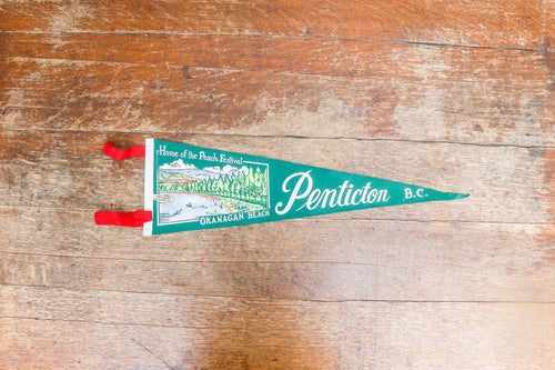 Penticton BC Canada Felt Pennant Vintage Green Wall Art Decor - Eagle's Eye Finds